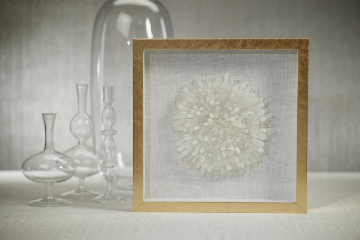 Zodax White Firnley Gold Framed Crystal Flower Wall Dcor