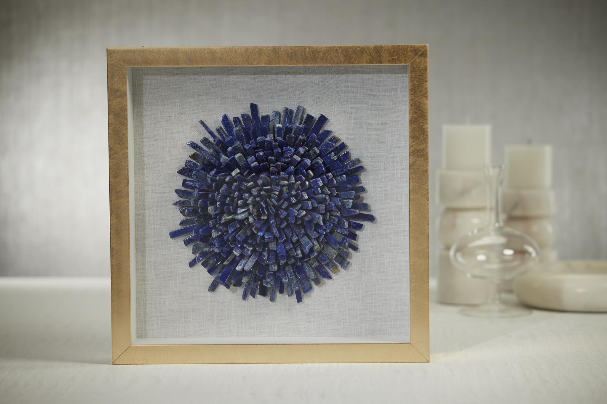 Zodax Blue Firnley Gold Framed Crystal Flower Wall Décor