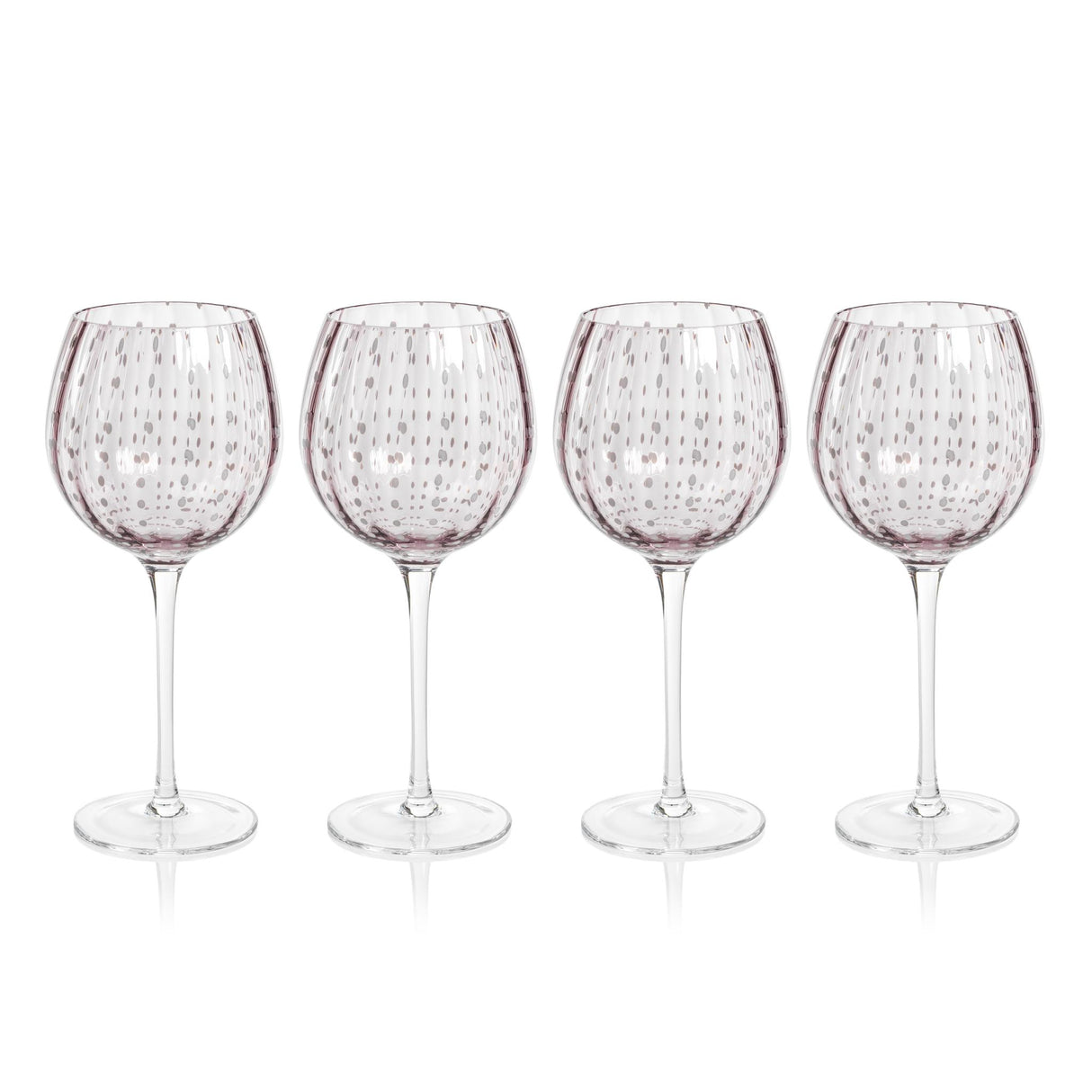 Zodax Purple Pescara White Dot Wine Glasses, Set of 4
