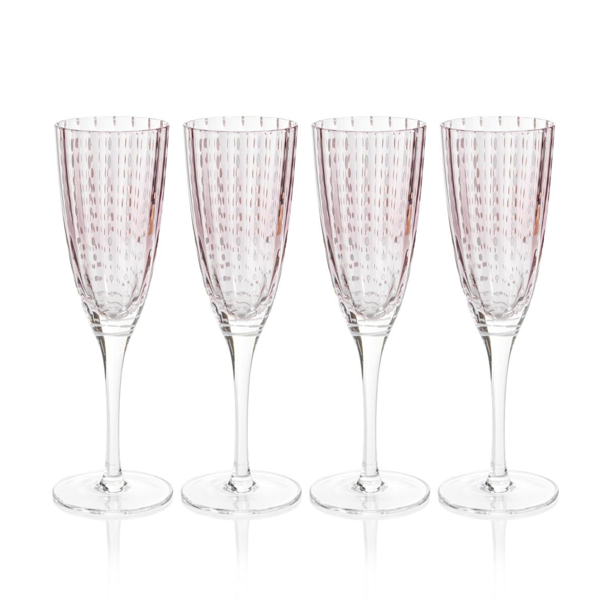 Zodax Purple Pescara White Dot Champagne Flutes, Set of 4