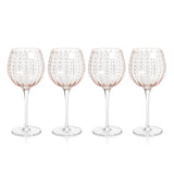 Zodax Pink Pescara White Dot Wine Glasses, Set of 4