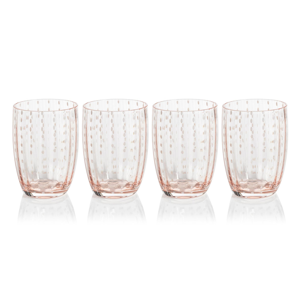 Zodax Pink Pescara White Dot Tumbler Glasses, Set of 4
