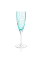 Zodax Aqua Blue Pescara White Dot Champagne Flutes, Set of 4