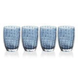 Zodax Navy Blue Pescara White Dot Tumbler Glasses, Set of 4