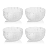 Zodax Parma White Dot Condiment Frosted Glass Bowls, Set of 4