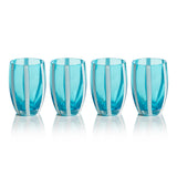 Zodax Aqua Blue Pesaro Stemless Glasses, Set of 4