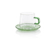 Zodax Green Bergamo Glass Tea & Coffee Cups and Saucers, Set of 4