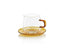 Zodax Amber Bergamo Glass Tea & Coffee Cups and Saucers, Set of 4