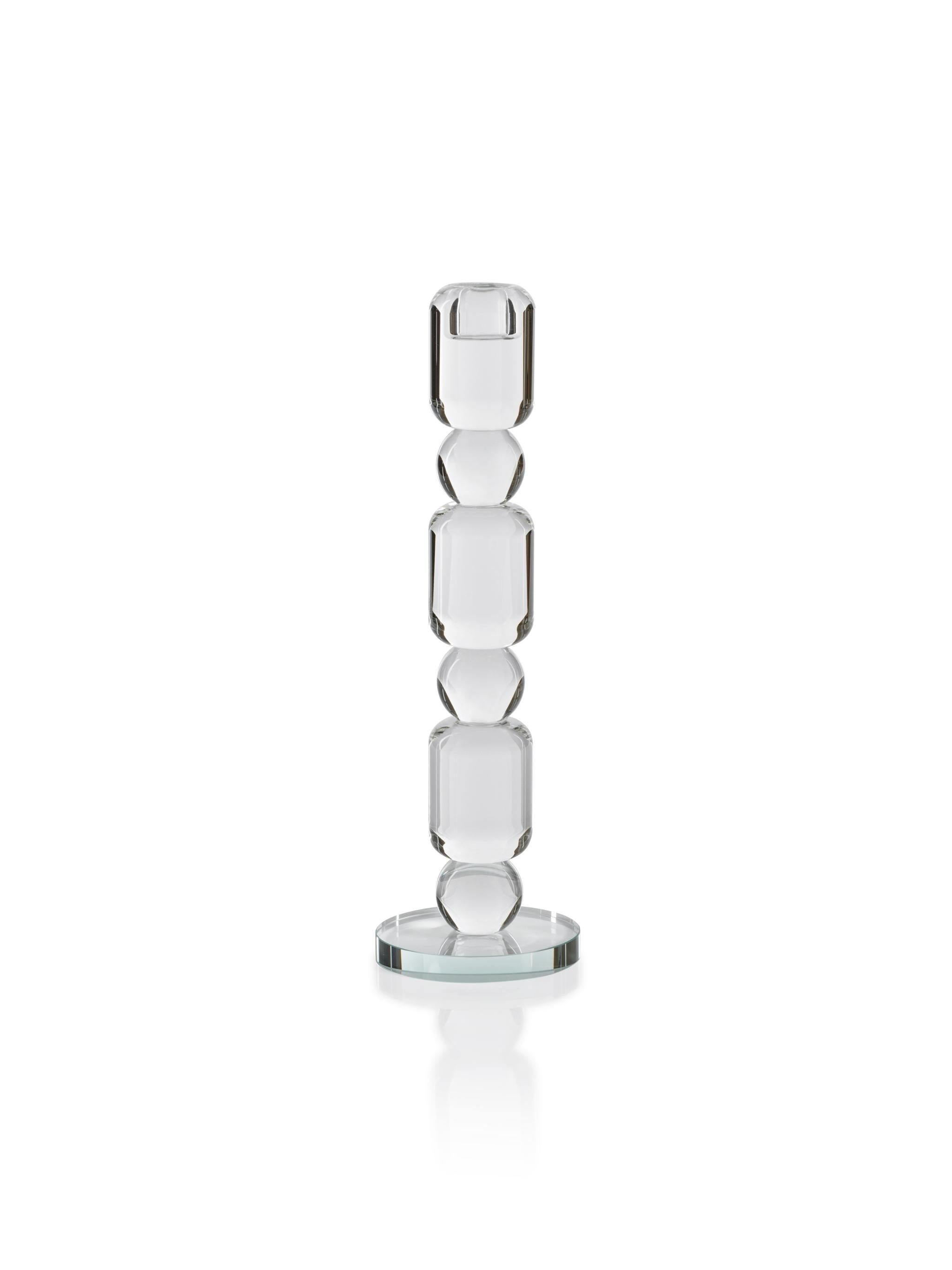 Zodax Zadie Crystal Glass Taper Candle Holder - Thumbnail 3