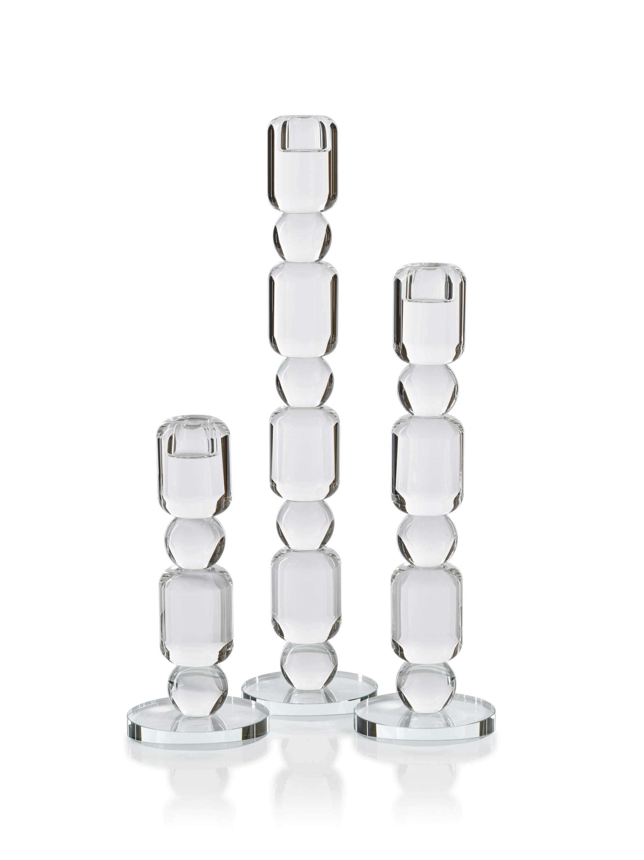 Zodax Zadie Crystal Glass Taper Candle Holder - Thumbnail 4