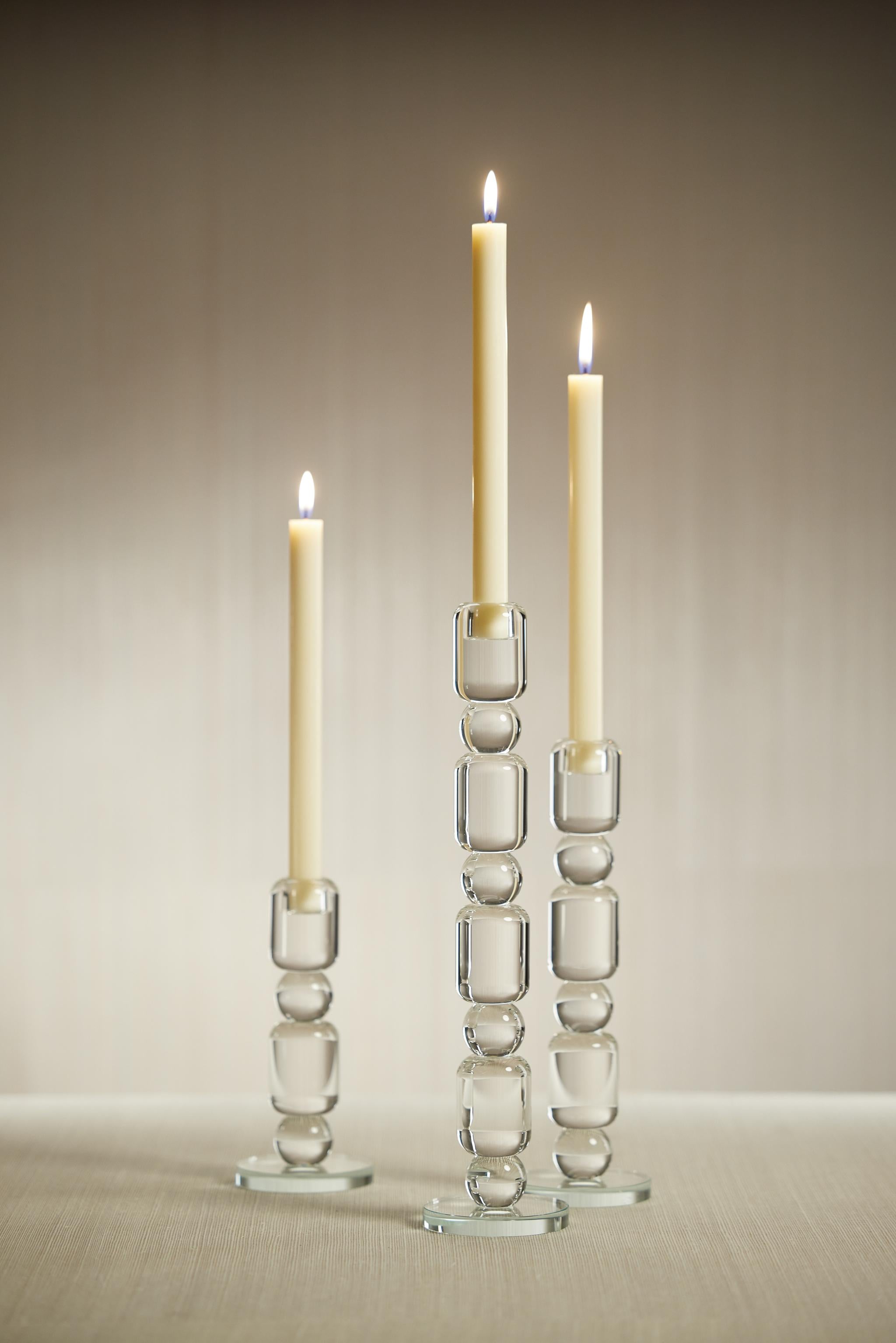 Zodax Zadie Crystal Glass Taper Candle Holder - Thumbnail 2