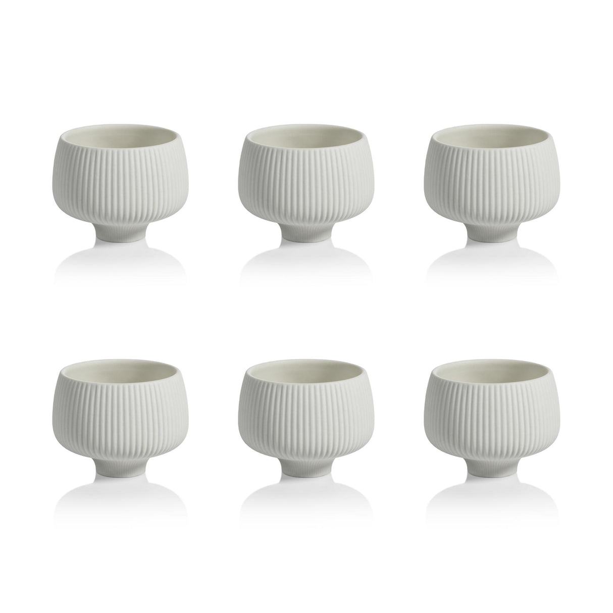 Zodax Acerra 3.5" Ridged Condiment Porcelain Bowls, Set of 6