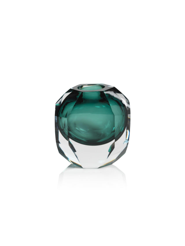 Zodax 5" Albi Emerald Cut Glass Vase