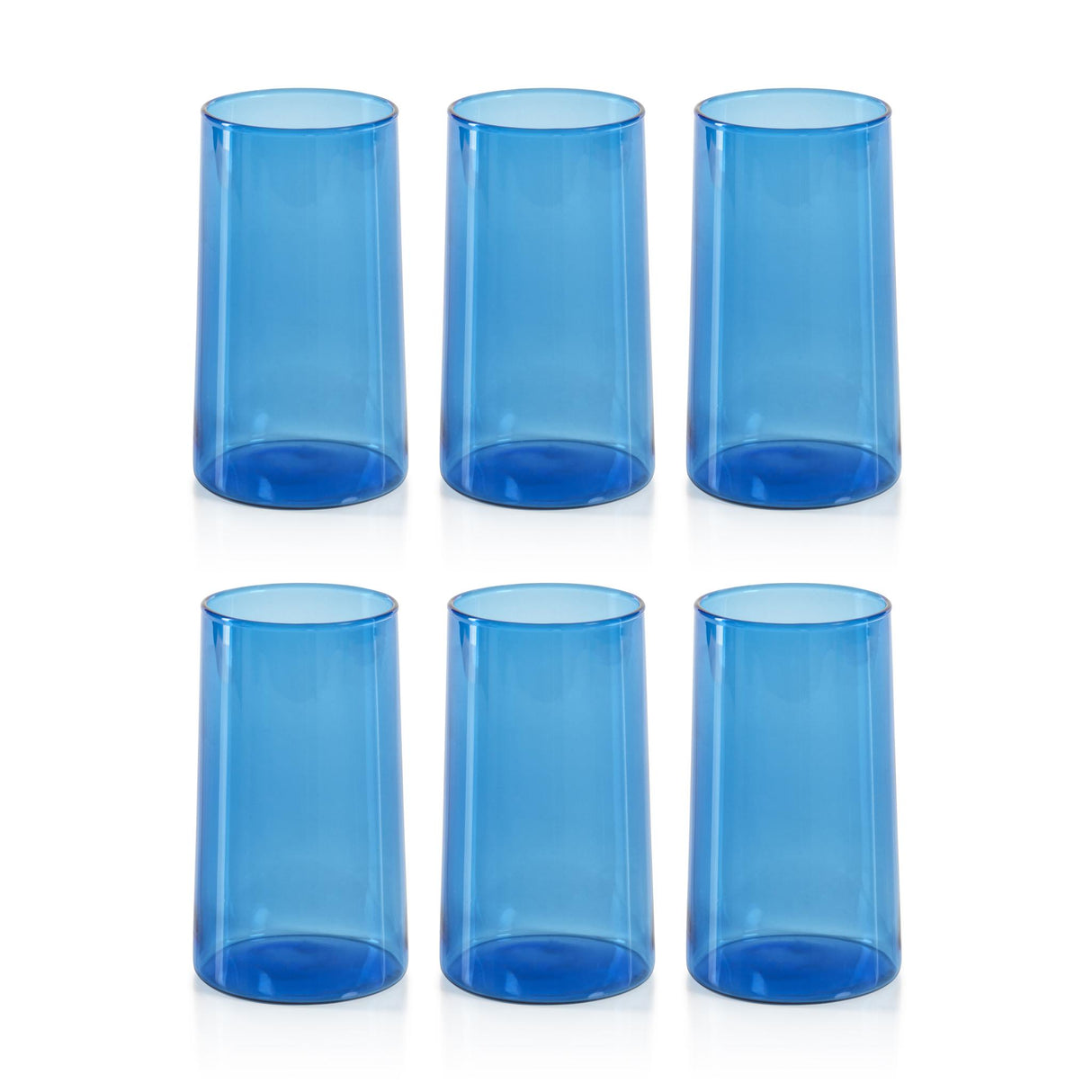 Zodax Light Cobalt Blue Lorient Highball Glasses, Set of 6