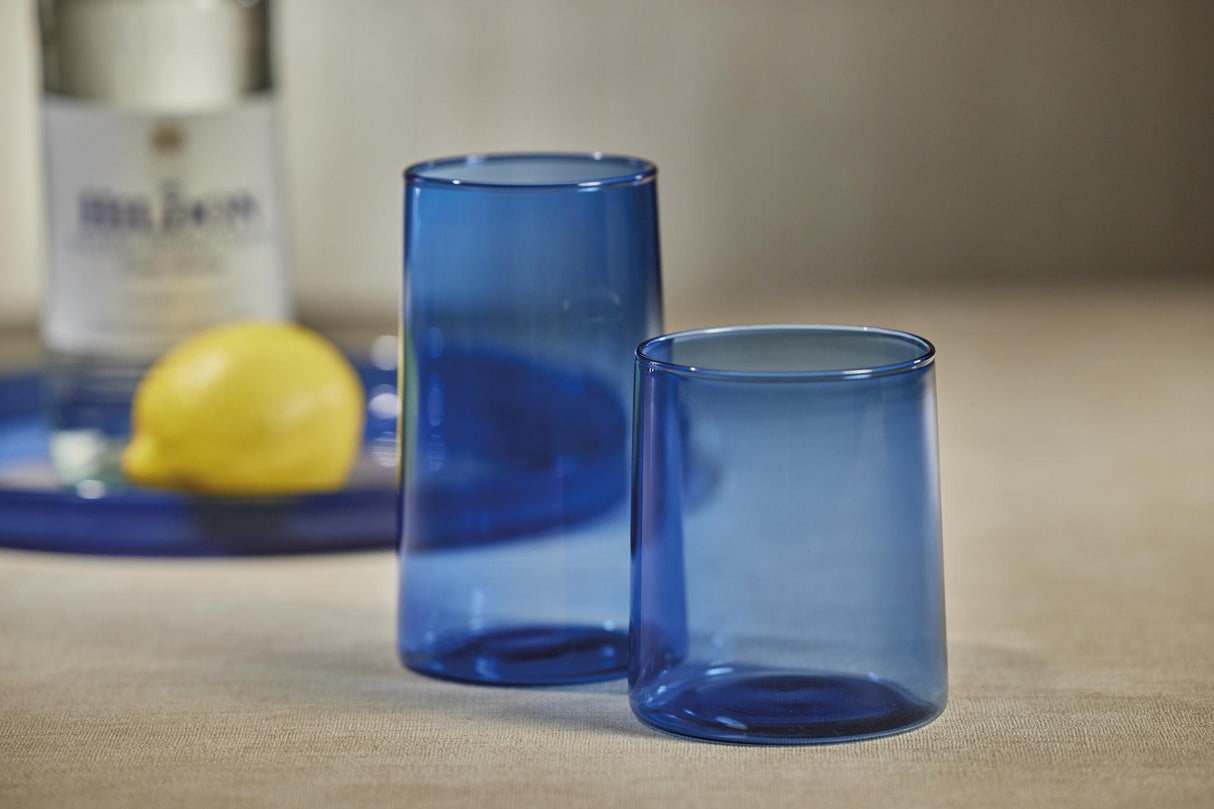 Zodax Light Cobalt Blue Lorient Highball Glasses, Set of 6