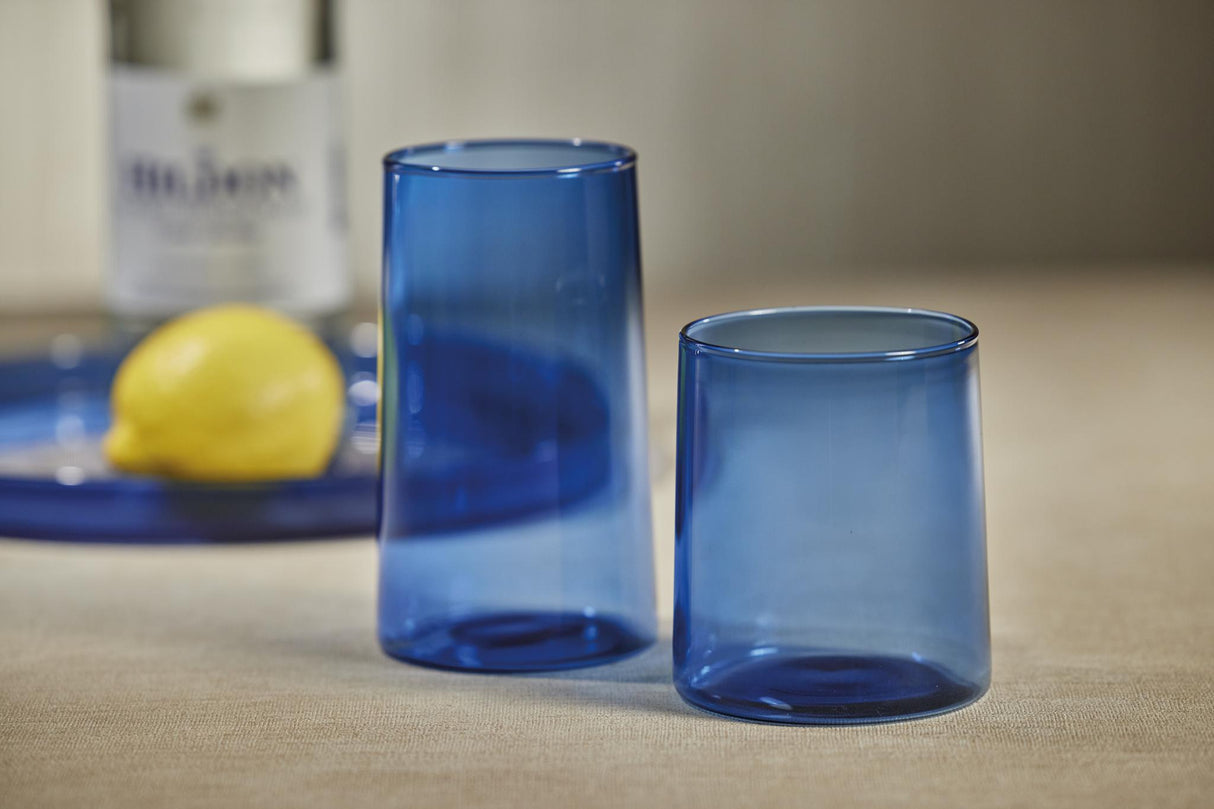 Zodax Light Cobalt Blue Lorient Highball Glasses, Set of 6