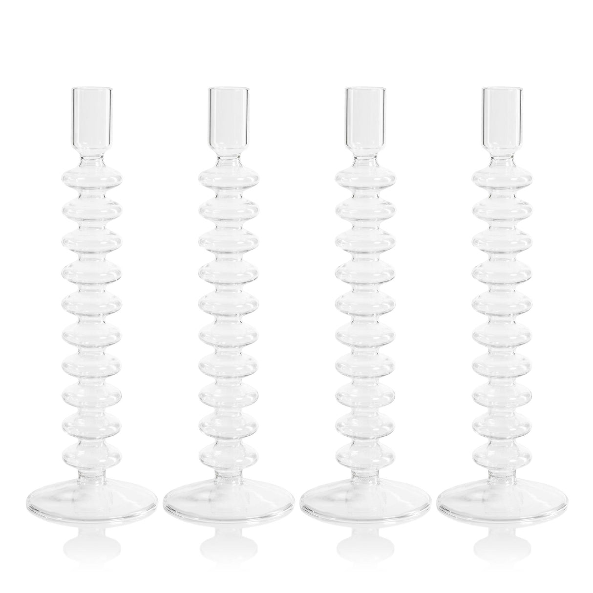 Zodax Siena Glass Taper Candle Holders, Set of 4