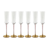 Zodax Amber & Pink Sachi Champagne Flutes, Set of 6
