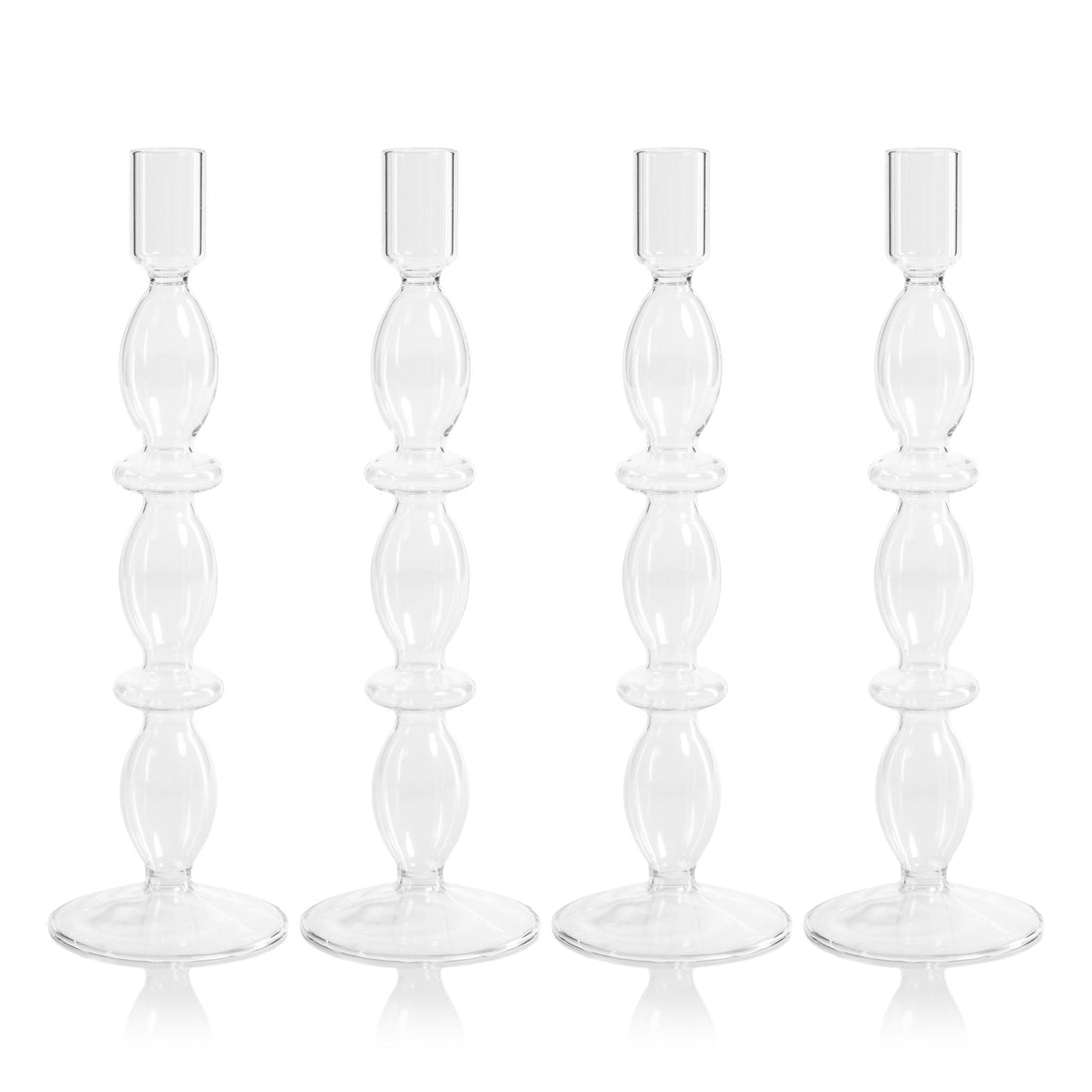 Zodax Salerno Glass Taper Candle Holders, Set of 4