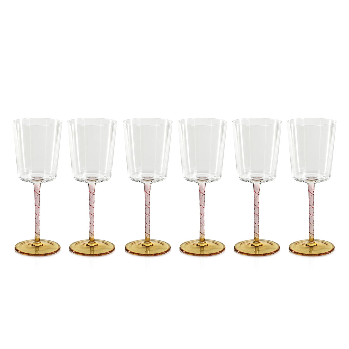 Zodax Amber & Pink Sachi White Wine Glasses, Set of 6