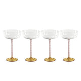 Zodax Amber & Pink Sachi Cocktail / Martini Glasses, Set of 4