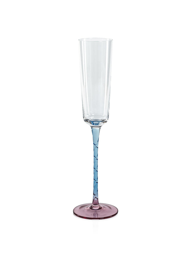 Zodax Pink & Blue Sachi Champagne Flutes, Set of 6