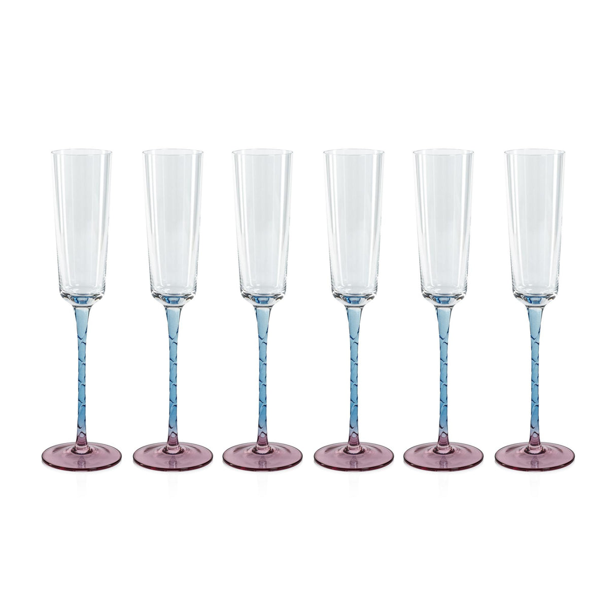 Zodax Pink & Blue Sachi Champagne Flutes, Set of 6