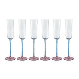 Zodax Pink & Blue Sachi Champagne Flutes, Set of 6