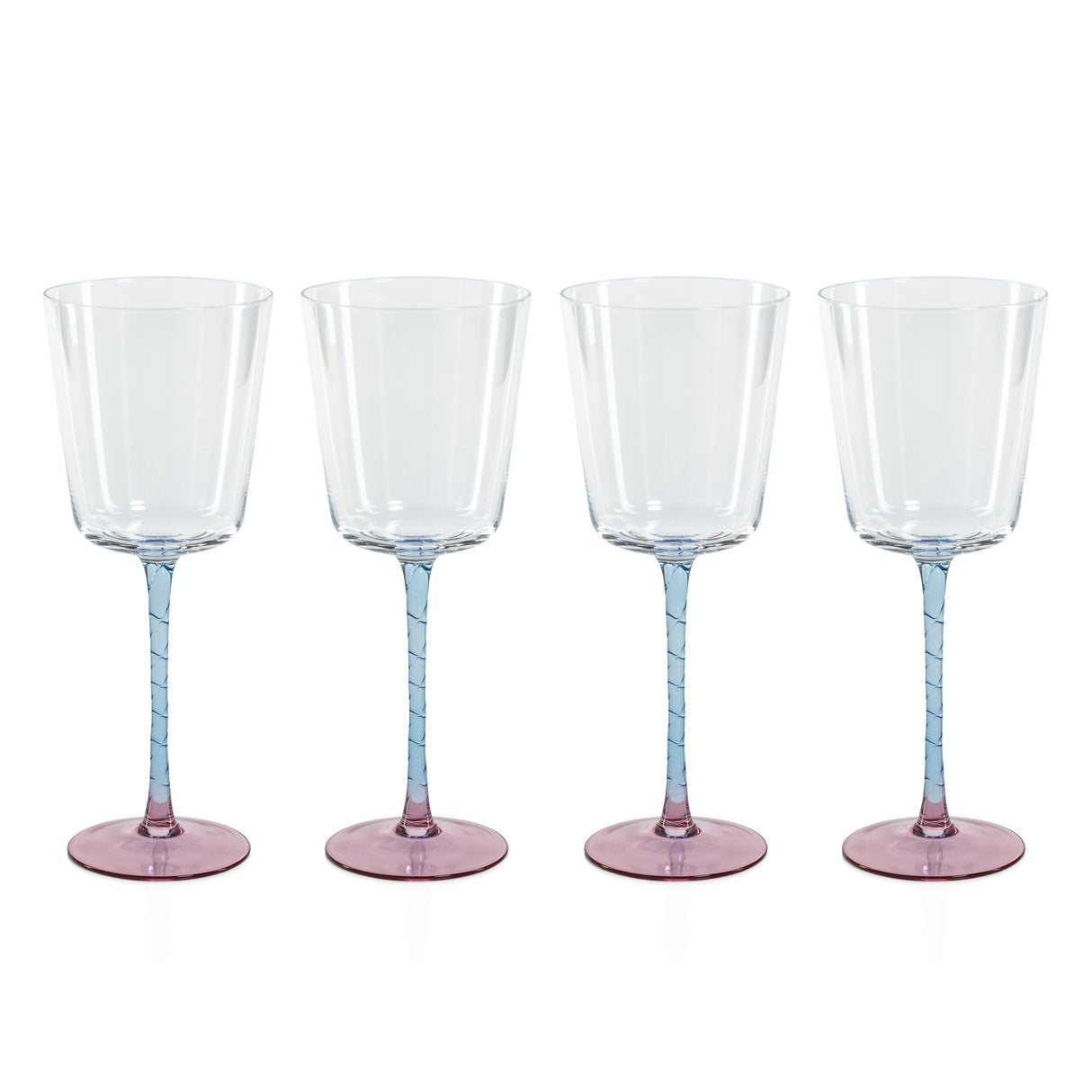 Zodax Pink & Blue Sachi Red Wine Glasses, Set of 4