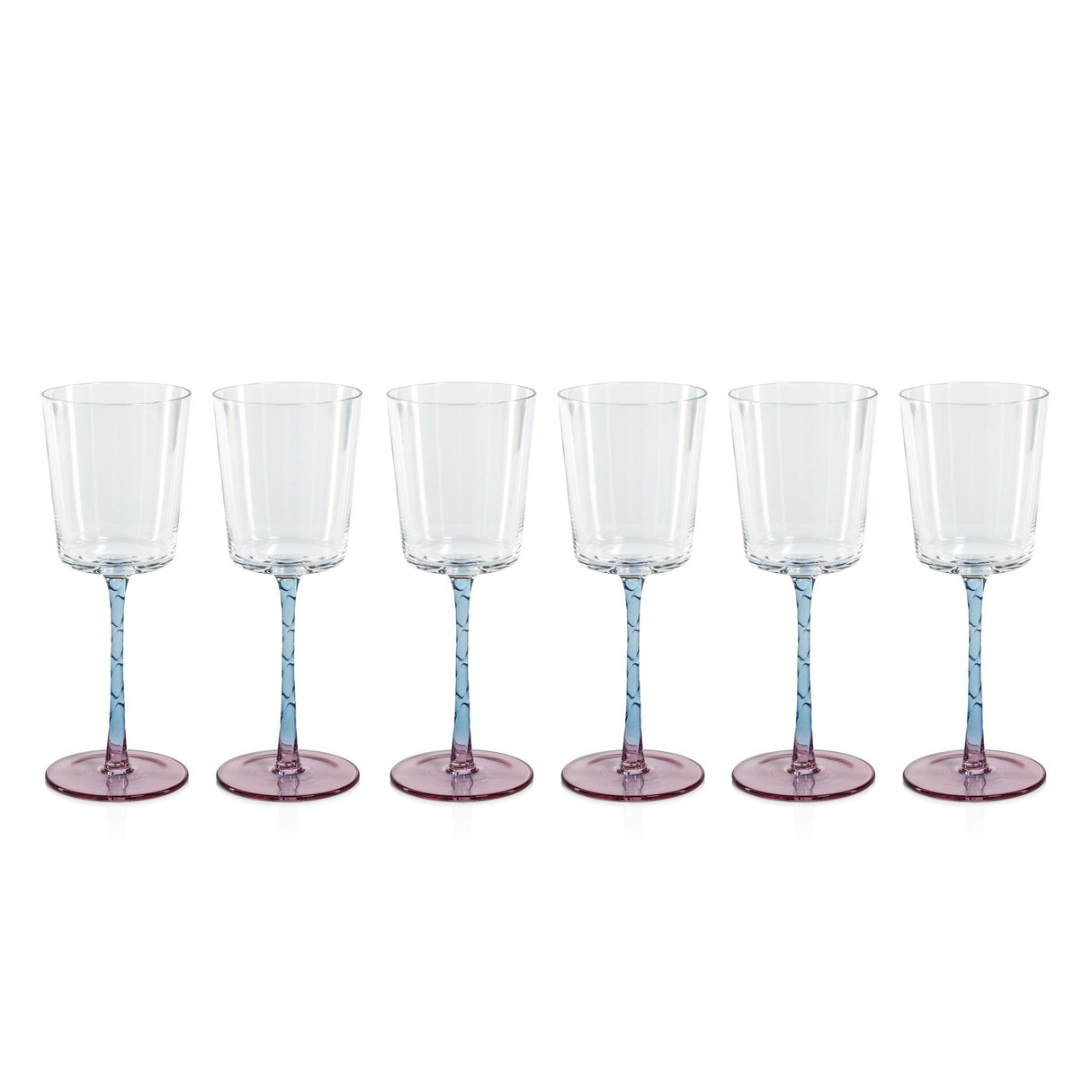 Zodax Pink & Blue Sachi White Wine Glasses, Set of 6