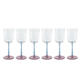 Zodax Pink & Blue Sachi White Wine Glasses, Set of 6