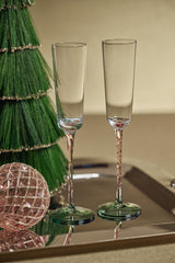Zodax Green & Pink Sachi Champagne Flutes, Set of 6