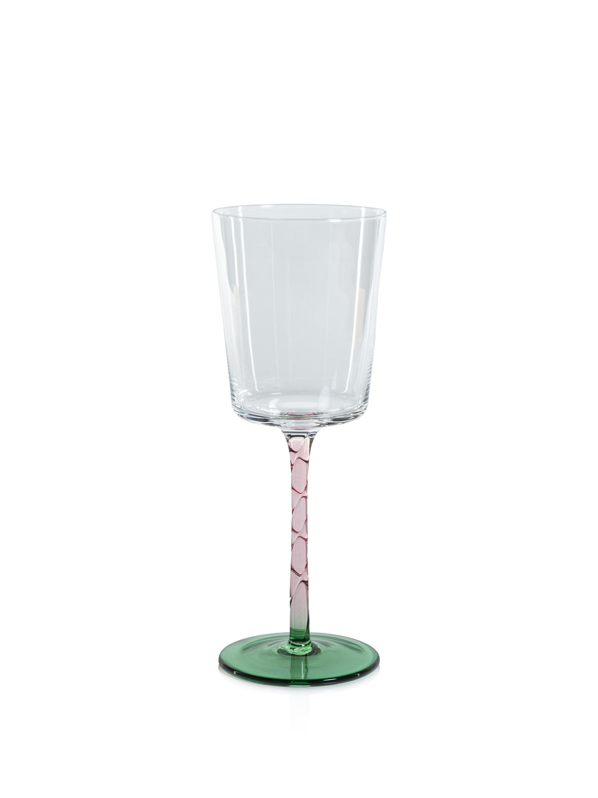 Zodax Green & Pink Sachi White Wine Glasses, Set of 6