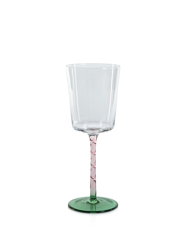 Zodax Green & Pink Sachi White Wine Glasses, Set of 6