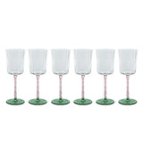 Zodax Green & Pink Sachi White Wine Glasses, Set of 6