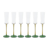Zodax Green & Amber Sachi Champagne Flutes, Set of 6
