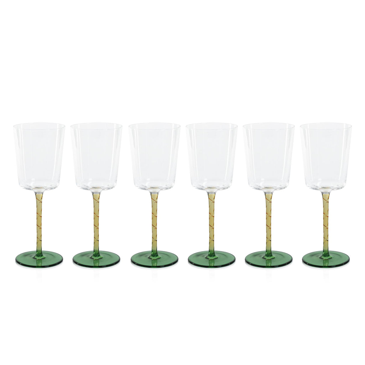 Zodax Green & Amber Sachi White Wine Glasses, Set of 6