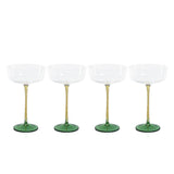 Zodax Green & Amber Sachi Cocktail / Martini Glasses, Set of 4