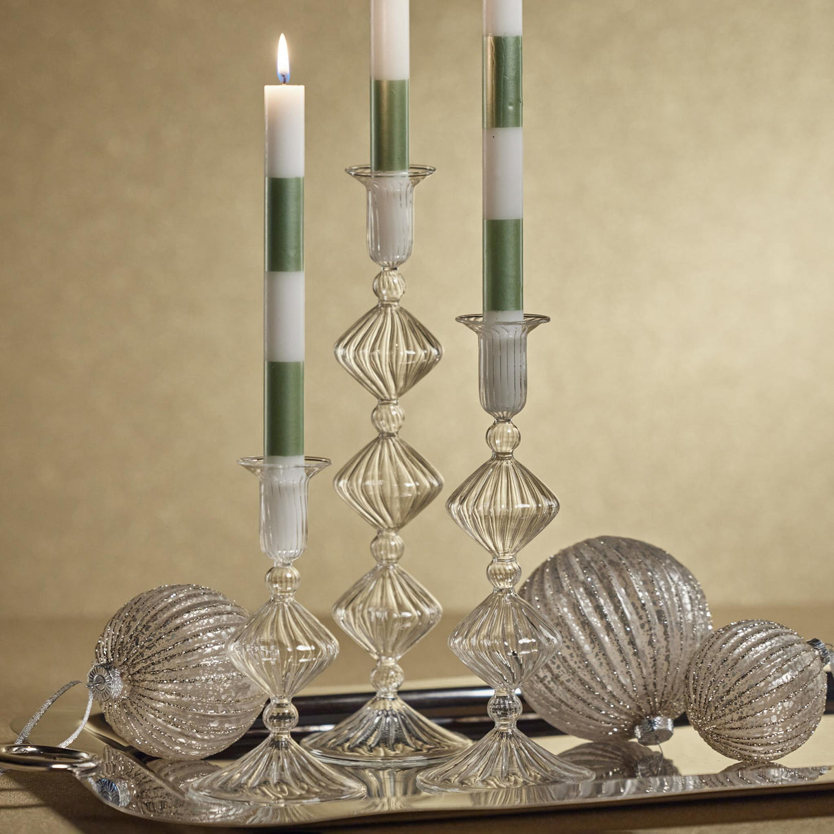 Zodax 7" Zyrandol Glass Taper Holders, Set of 2