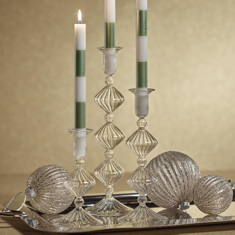 Zodax 13" Zyrandol Glass Taper Holders, Set of 2