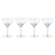 Zodax Azure Blue Cambrai Martini / Cocktail Optic Glasses, Set of 4