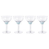 Zodax Azure Blue Cambrai Martini / Cocktail Optic Glasses, Set of 4