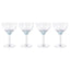 Zodax Azure Blue Cambrai Martini / Cocktail Optic Glasses, Set of 4