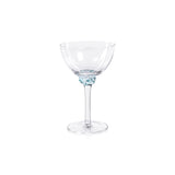 Zodax Azure Blue Cambrai Martini / Cocktail Optic Glasses, Set of 4
