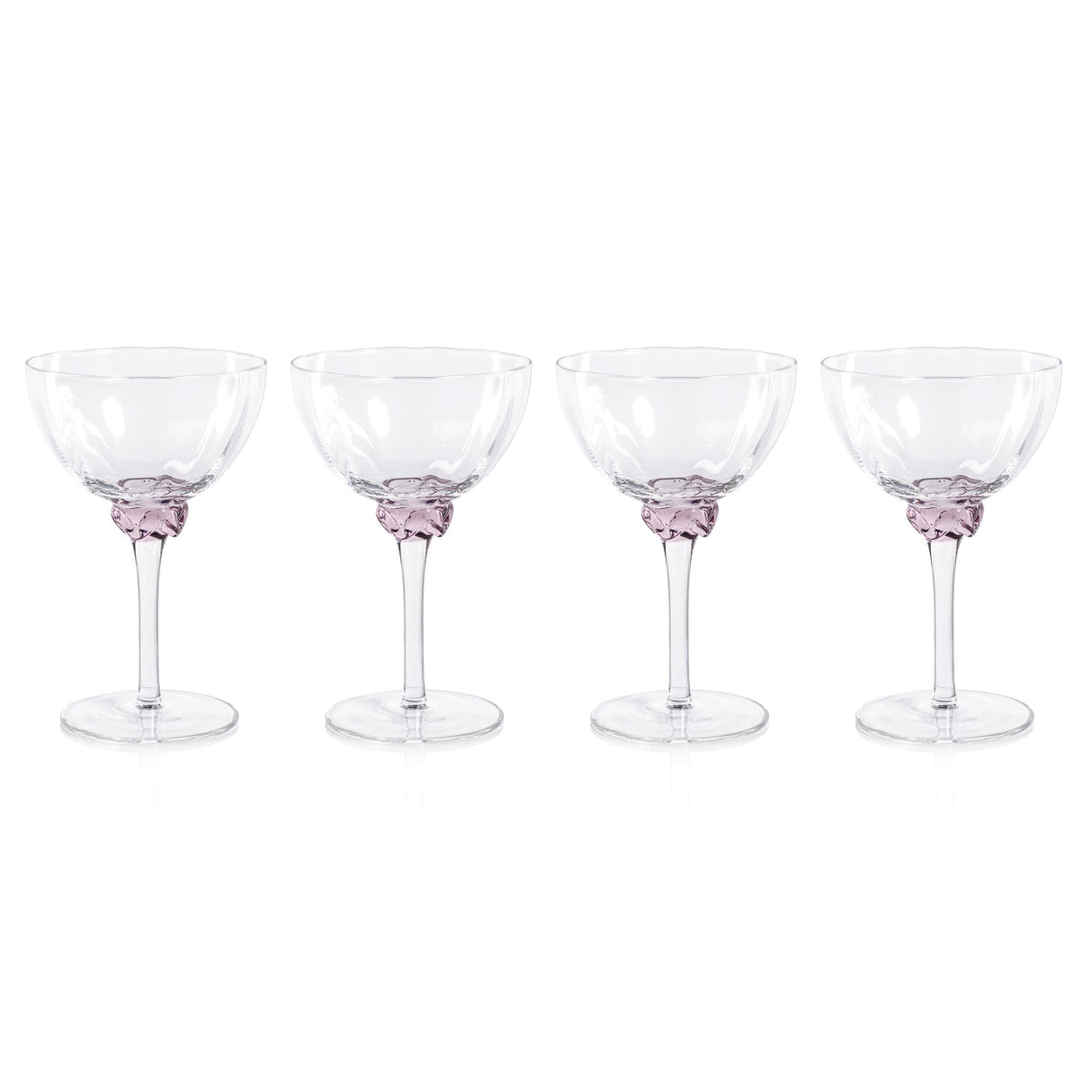 Zodax Blush Cambrai Martini / Cocktail Optic Glasses, Set of 4