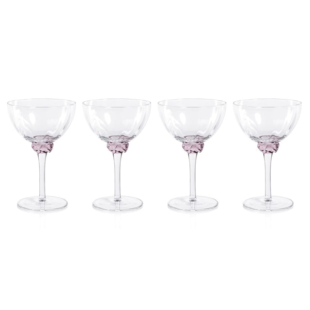 Zodax Blush Cambrai Martini / Cocktail Optic Glasses, Set of 4