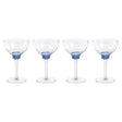 Zodax Sapphire Blue Cambrai Martini / Cocktail Optic Glasses, Set of 4