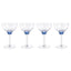 Zodax Sapphire Blue Cambrai Martini / Cocktail Optic Glasses, Set of 4