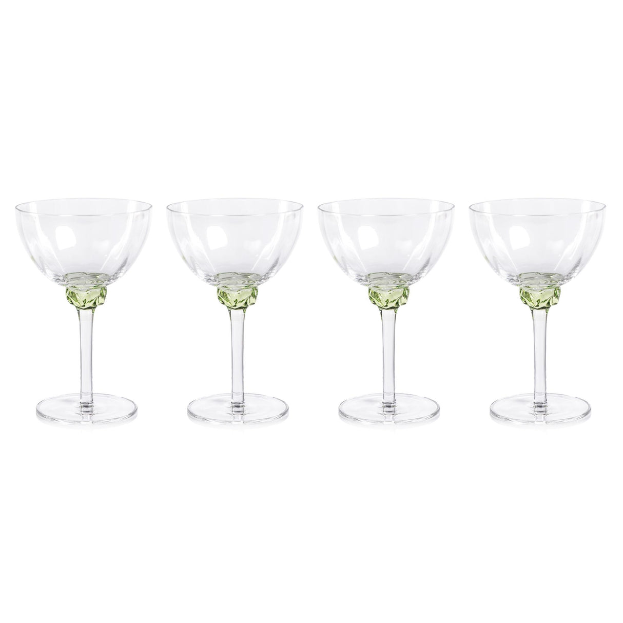 Zodax Lime Cambrai Martini / Cocktail Optic Glasses, Set of 4