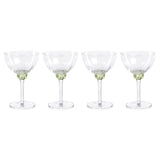 Zodax Lime Cambrai Martini / Cocktail Optic Glasses, Set of 4